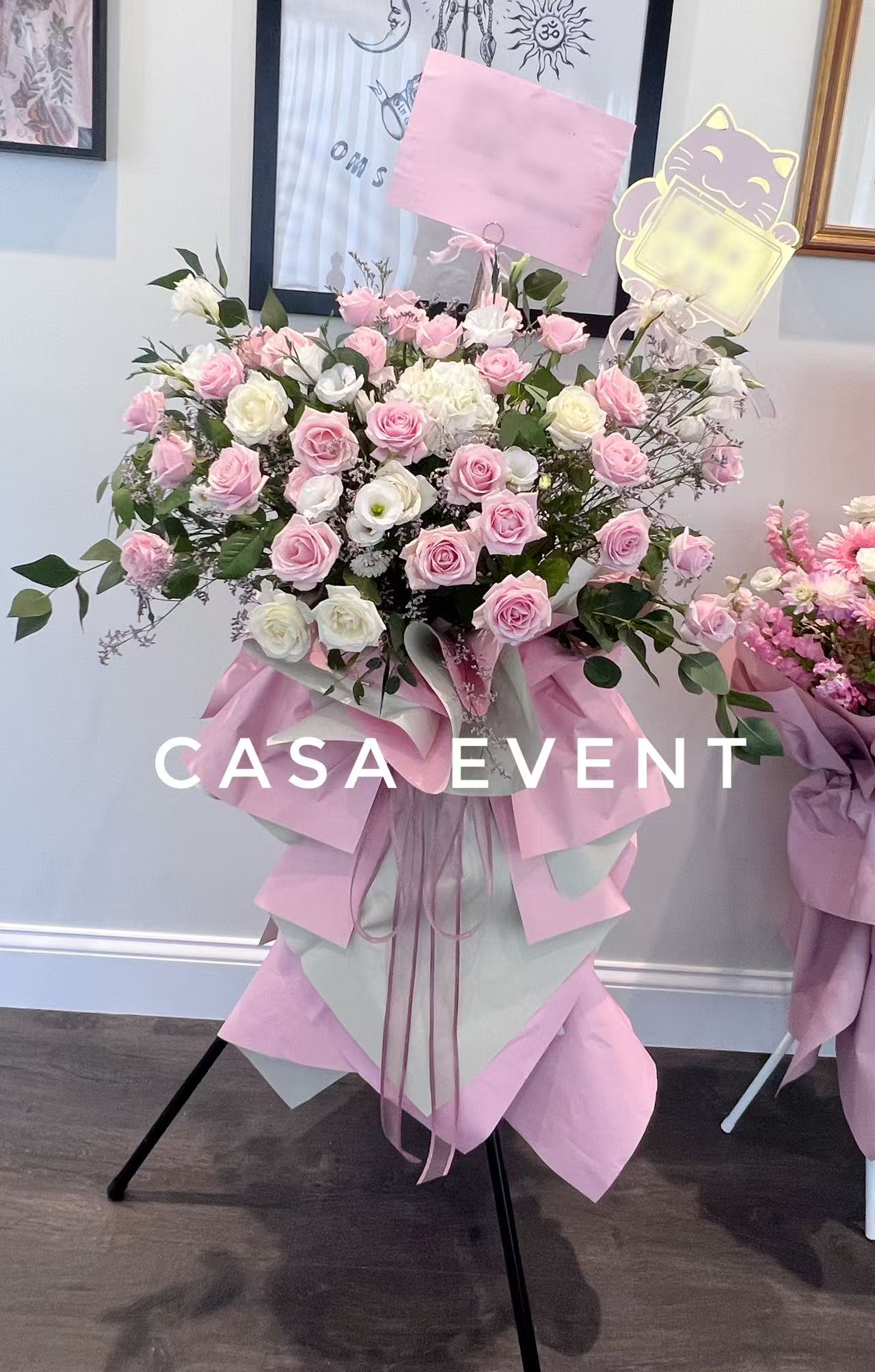 Grand opening pink flower stand